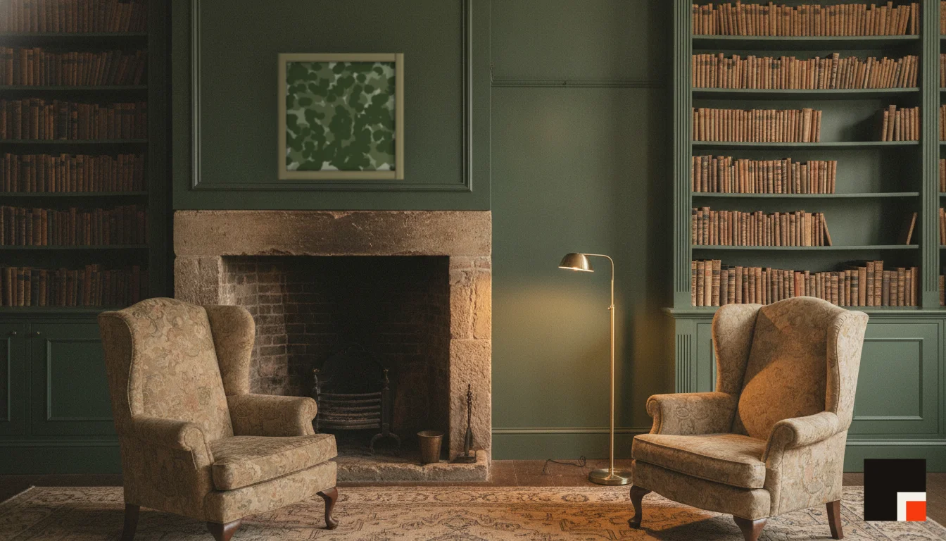 A Lumen & Logic artwork hanging in a Manor hotel interior — Library · Cotswolds
