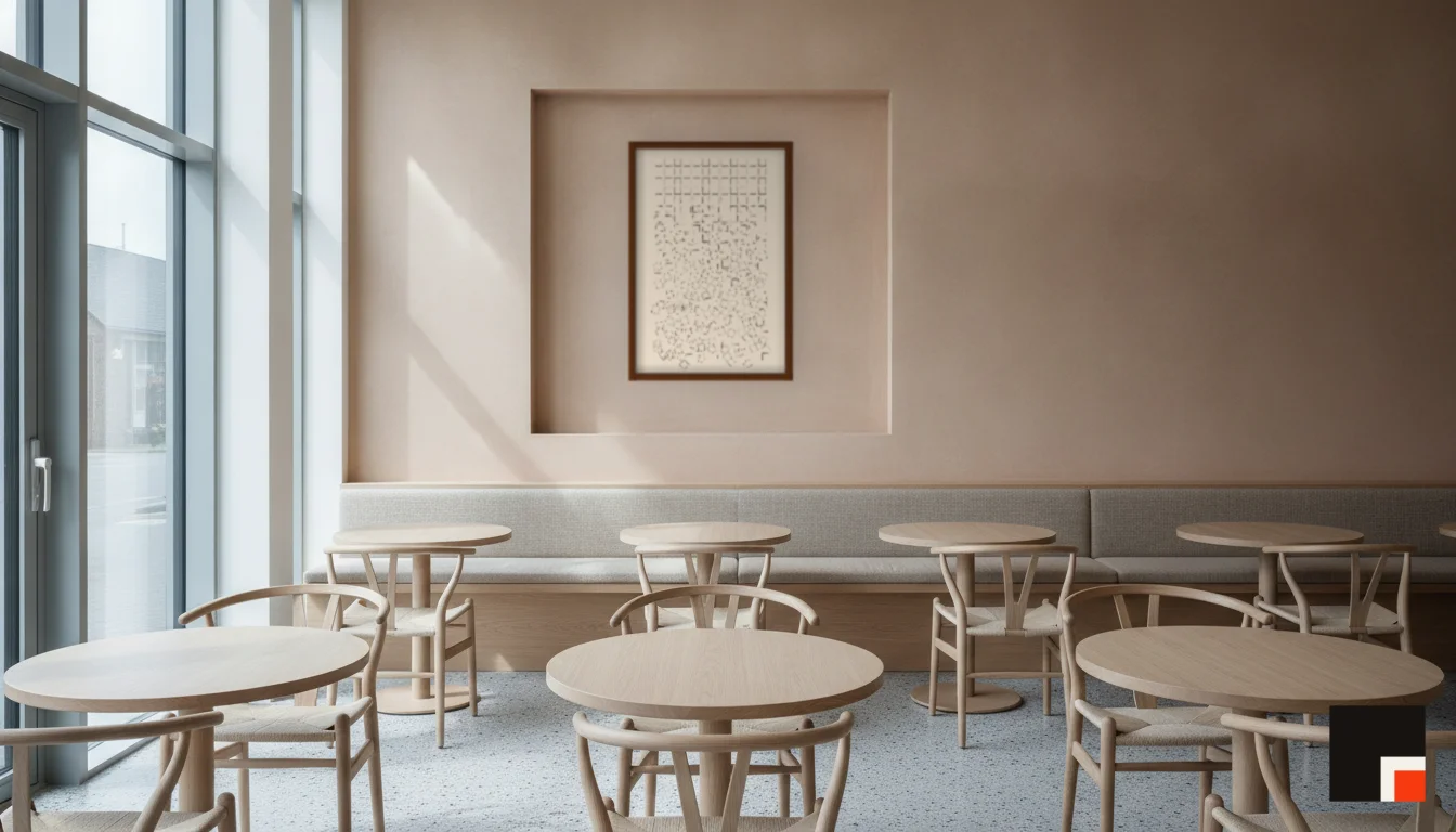 A Lumen & Logic artwork hanging in a Restaurant hotel interior — Dining room · Copenhagen