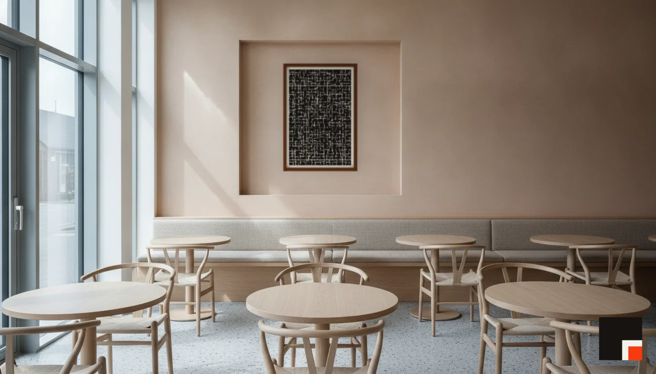 A Lumen & Logic artwork hanging in a Restaurant hotel interior — Dining room · Copenhagen