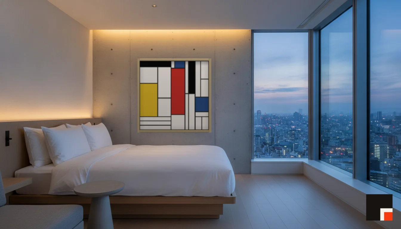 A Lumen & Logic artwork hanging in a Tokio hotel interior — Suite, 41st floor · Tokyo