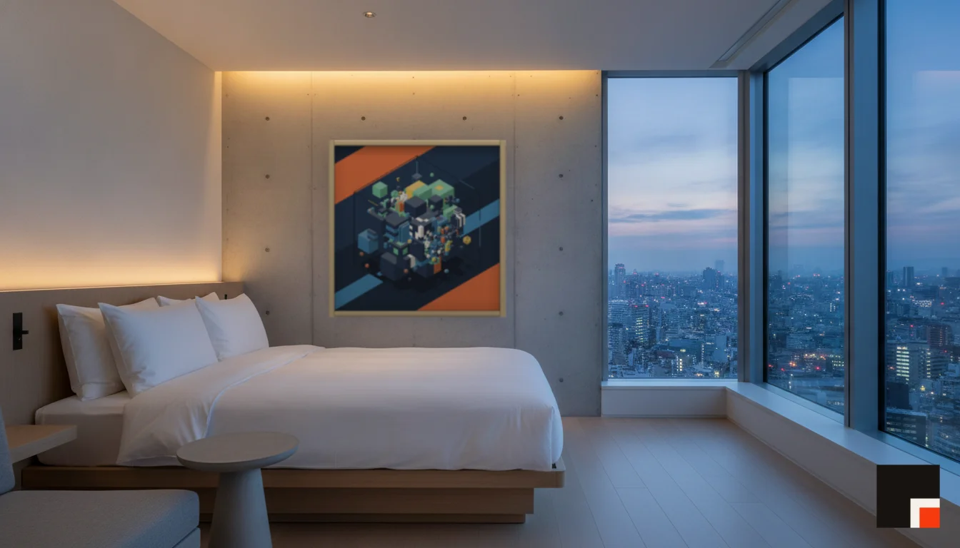 A Lumen & Logic artwork hanging in a Tokio hotel interior — Suite, 41st floor · Tokyo