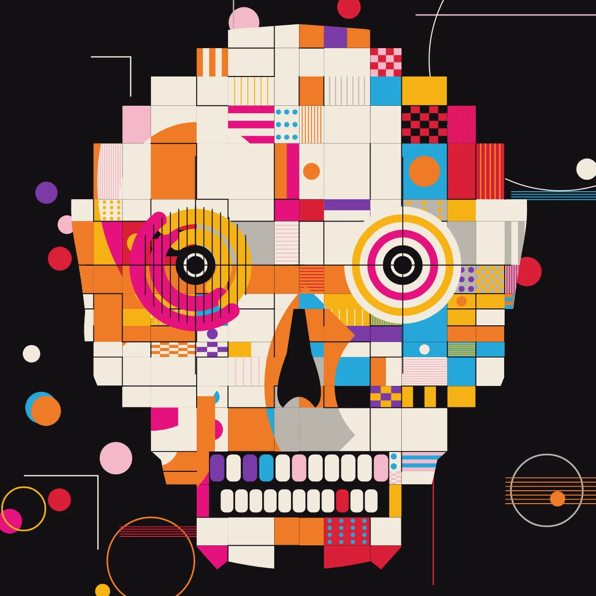 Geo Calavera — generative artwork by Lumen & Logic