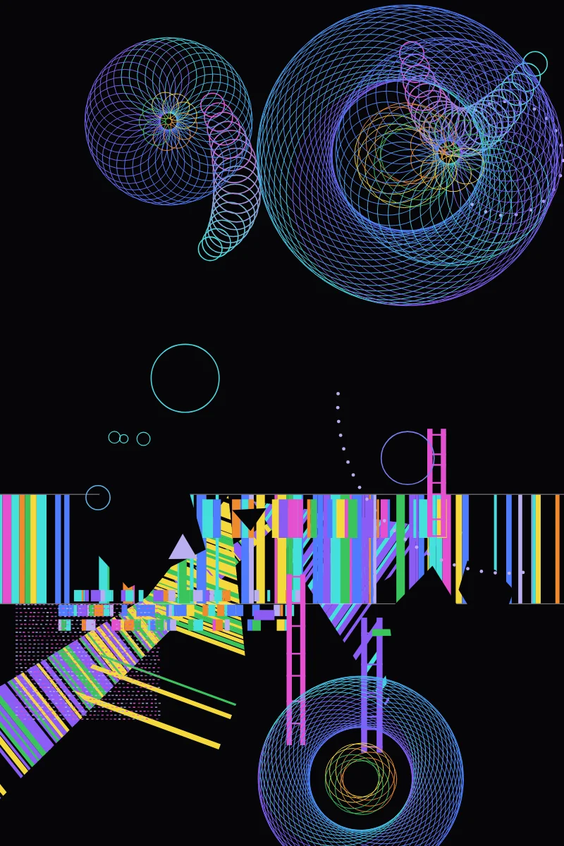 Glitch Orrery — generative artwork by Lumen & Logic